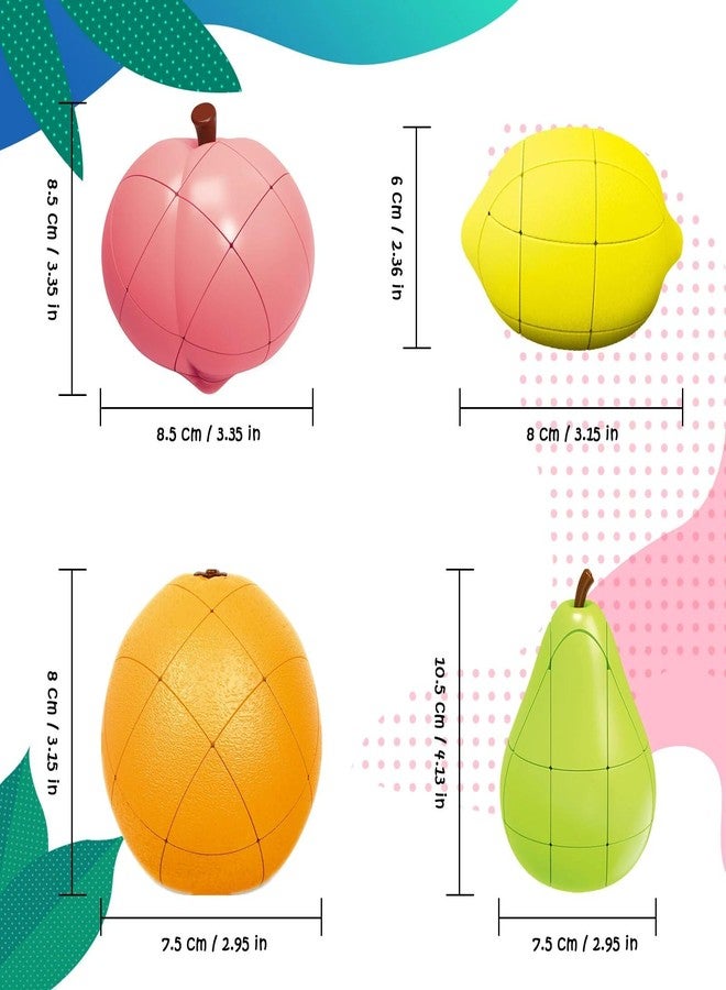 كيديتوس مكعبات كيديتوس السحرية بالفواكه: ليمون + إجاص + خوخ + برتقال، لعبة ألغاز مكعبات، ألعاب مسلية للأطفال، مجموعة من 4 مكعبات لتنمية الذكاء - Image 2